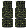 Black And Green Spider Web Pattern Print Front and Back Car Floor Mats