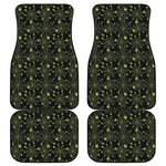 Black And Green Spider Web Pattern Print Front and Back Car Floor Mats