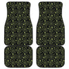 Black And Green Spider Web Pattern Print Front and Back Car Floor Mats