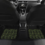 Black And Green Spider Web Pattern Print Front and Back Car Floor Mats