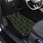 Black And Green Spider Web Pattern Print Front and Back Car Floor Mats