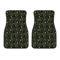 Black And Green Spider Web Pattern Print Front Car Floor Mats
