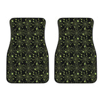 Black And Green Spider Web Pattern Print Front Car Floor Mats