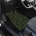 Black And Green Spider Web Pattern Print Front Car Floor Mats