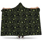 Black And Green Spider Web Pattern Print Hooded Blanket