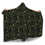 Black And Green Spider Web Pattern Print Hooded Blanket