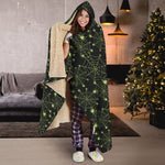 Black And Green Spider Web Pattern Print Hooded Blanket