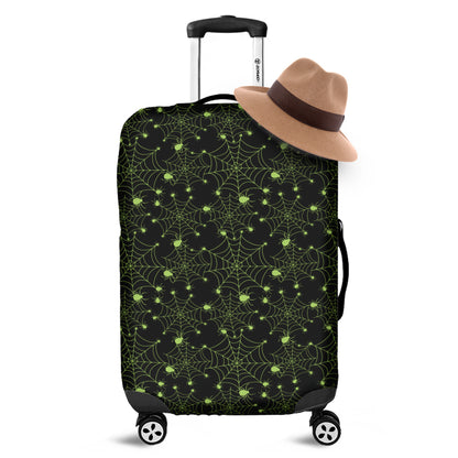 Black And Green Spider Web Pattern Print Luggage Cover