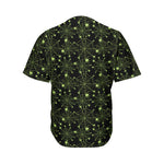 Black And Green Spider Web Pattern Print Men's Baseball Jersey