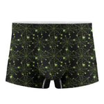 Black And Green Spider Web Pattern Print Men's Boxer Briefs