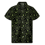 Black And Green Spider Web Pattern Print Men's Short Sleeve Shirt