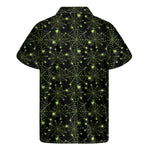 Black And Green Spider Web Pattern Print Men's Short Sleeve Shirt