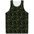 Black And Green Spider Web Pattern Print Men's Tank Top