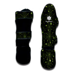 Black And Green Spider Web Pattern Print Muay Thai Shin Guard