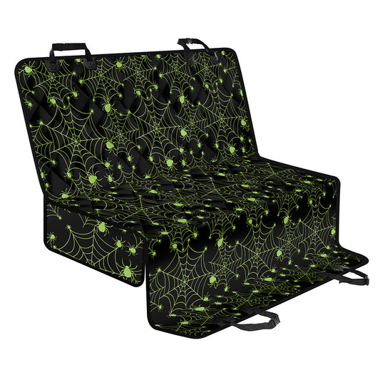 Black And Green Spider Web Pattern Print Pet Car Back Seat Cover