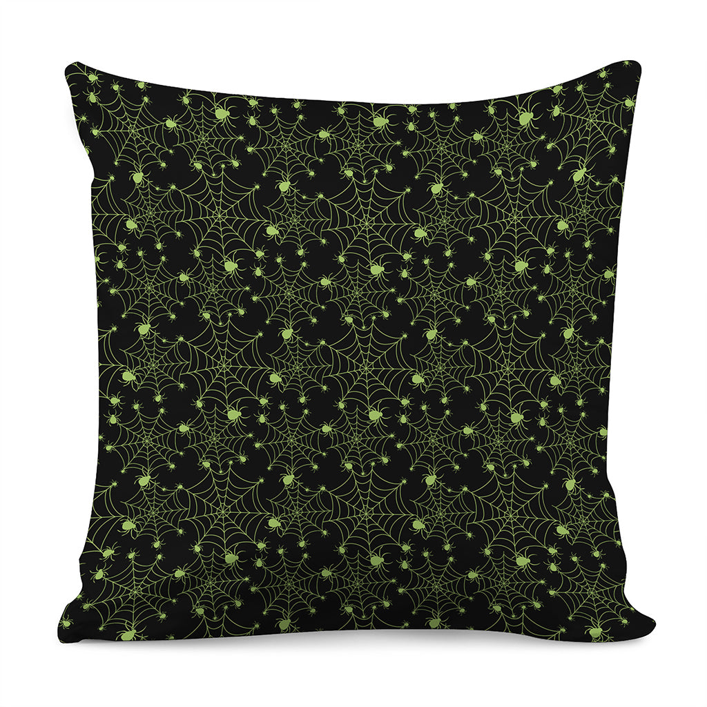 Black And Green Spider Web Pattern Print Pillow Cover