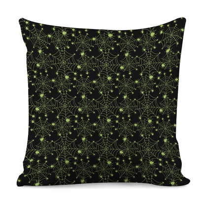 Black And Green Spider Web Pattern Print Pillow Cover