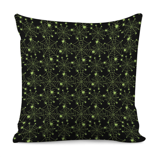 Black And Green Spider Web Pattern Print Pillow Cover