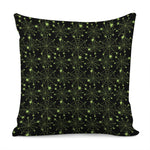 Black And Green Spider Web Pattern Print Pillow Cover