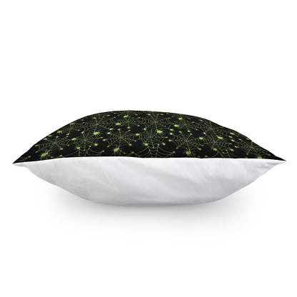 Black And Green Spider Web Pattern Print Pillow Cover