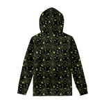 Black And Green Spider Web Pattern Print Pullover Hoodie