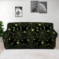 Black And Green Spider Web Pattern Print Sofa Cover