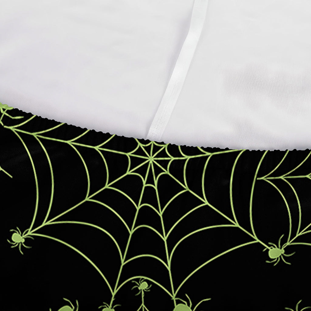 Black And Green Spider Web Pattern Print Sofa Cover