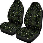 Black And Green Spider Web Pattern Print Universal Fit Car Seat Covers