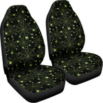 Black And Green Spider Web Pattern Print Universal Fit Car Seat Covers