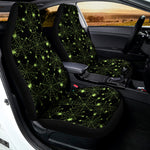Black And Green Spider Web Pattern Print Universal Fit Car Seat Covers