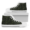 Black And Green Spider Web Pattern Print White High Top Sneakers