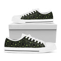 Black And Green Spider Web Pattern Print White Low Top Sneakers
