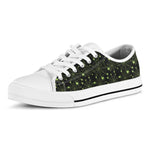 Black And Green Spider Web Pattern Print White Low Top Shoes