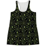 Black And Green Spider Web Pattern Print Women's Racerback Tank Top