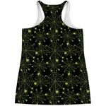 Black And Green Spider Web Pattern Print Women's Racerback Tank Top