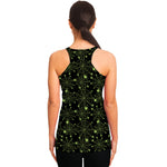 Black And Green Spider Web Pattern Print Women's Racerback Tank Top