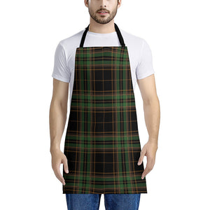 Black And Green Stewart Tartan Print Apron