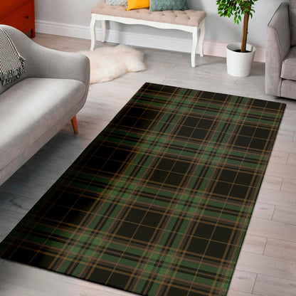 Black And Green Stewart Tartan Print Area Rug