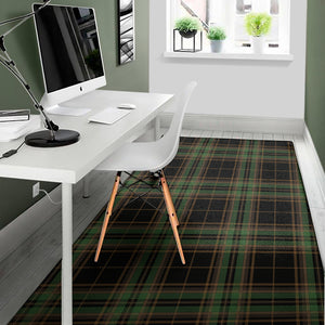 Black And Green Stewart Tartan Print Area Rug