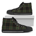 Black And Green Stewart Tartan Print Black High Top Sneakers