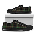 Black And Green Stewart Tartan Print Black Low Top Sneakers