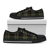 Black And Green Stewart Tartan Print Black Low Top Shoes
