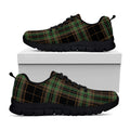Black And Green Stewart Tartan Print Black Running Shoes