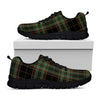 Black And Green Stewart Tartan Print Black Sneakers