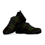 Black And Green Stewart Tartan Print Black Sneakers