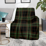 Black And Green Stewart Tartan Print Blanket