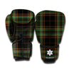 Black And Green Stewart Tartan Print Boxing Gloves