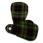 Black And Green Stewart Tartan Print Boxing Gloves