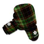 Black And Green Stewart Tartan Print Boxing Gloves