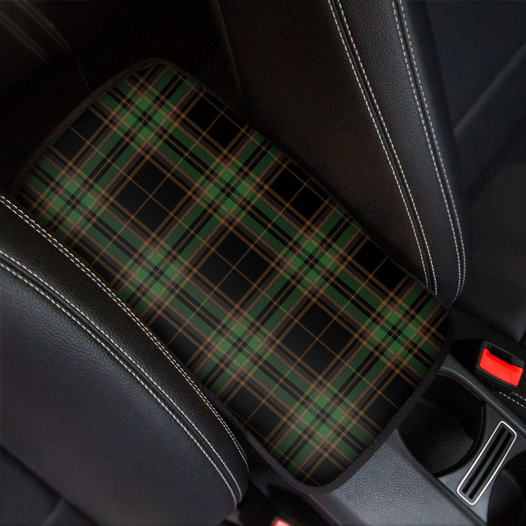 Black And Green Stewart Tartan Print Car Center Console Cover